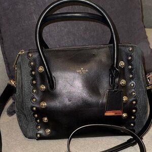 Kate Spade Madison Ave Black and Gold Studded Satchel
